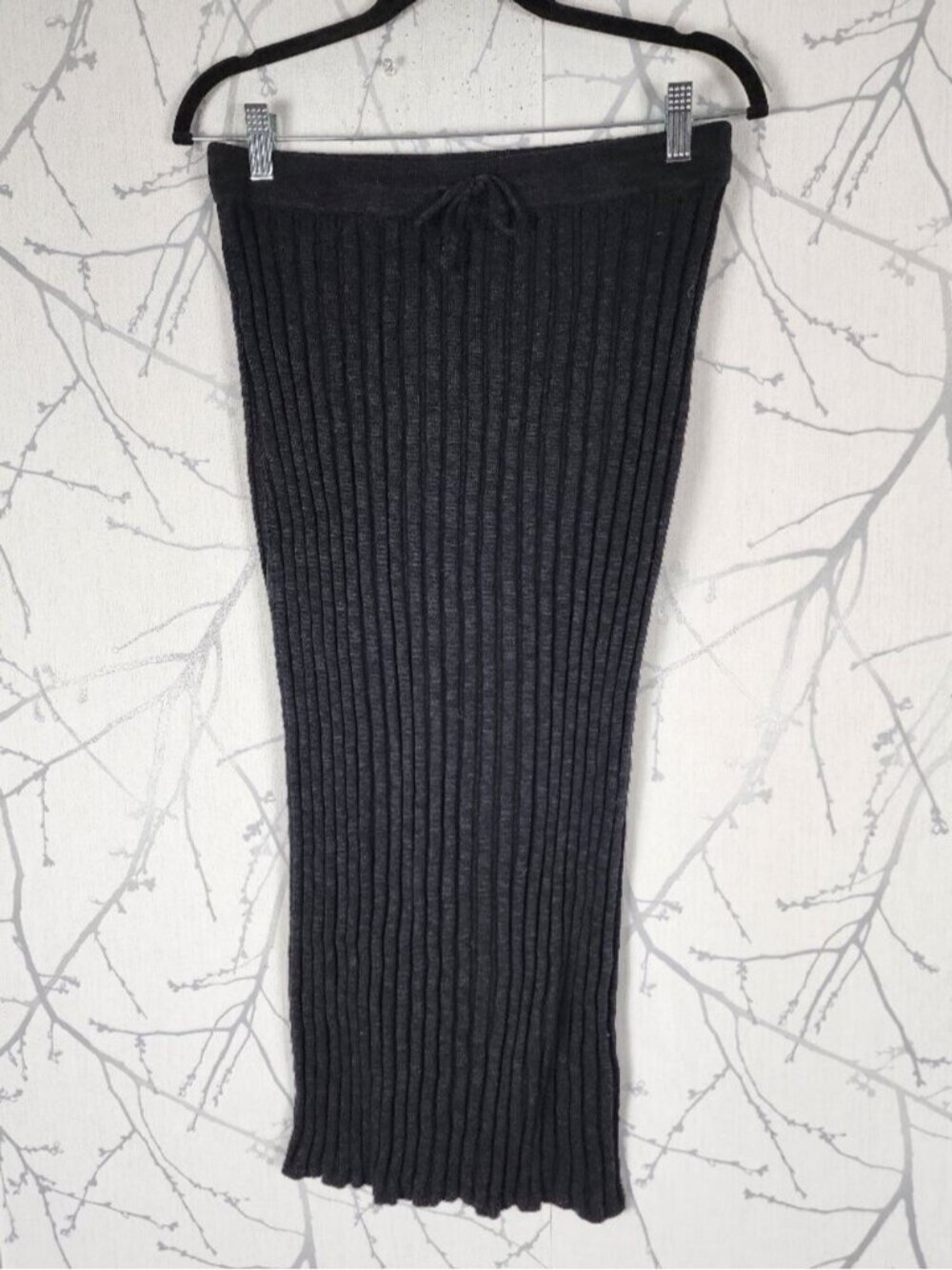 FP Beach Black Ribbed Knit Veda Long Sweater Skirt